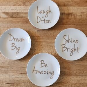 Inspirational White and Gold Ceramic Plate Set